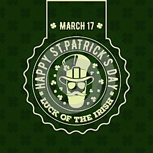 St. Patrick`s Day Holiday poster, banner, label, badge, emblem or greeting card design. Vector illustration