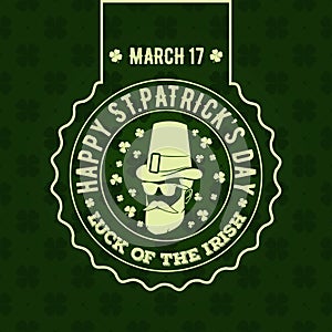 St. Patrick`s Day Holiday poster, banner, label, badge, emblem or greeting card design. Vector illustration