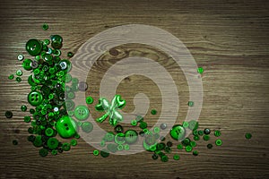 St.Patrick`s day holiday symbol. Lucky charms. Top view, copy space.