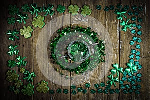 St.Patrick`s day holiday symbols. Top view.