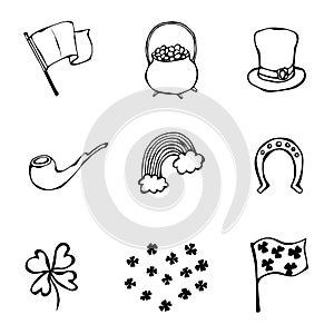 St. Patrick s Day Icons Collection Outline