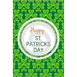 St. Patrick's Day is an Irish holiday celebrated internationally on 17 March. Three leaf clover seamless pattern.