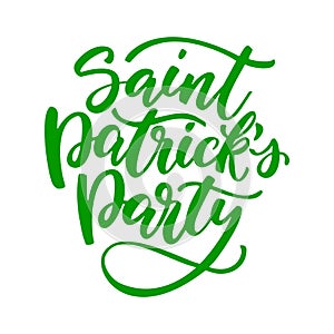 St. Patrick`s Day lettering. Vector green holiday poster.