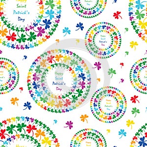 St. Patrick's Day mandala circle clover rainbow style seamless pattern photo