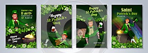 St. Patrick`s Day party flyer set with leprechauns