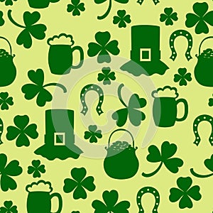 St. Patrick`s day pattern seamless in green colors