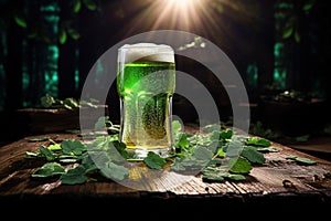 St. Patrick\'s Day with a pint of green beer. Irish Christians hold large gatherings, ai generated