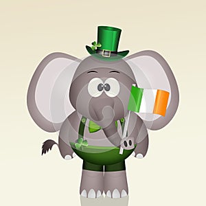 St. Patrick`s day postcard with funny elephant