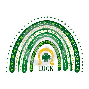 St. Patrick s day rainbow. Cute Saint Patricks day clipart. Vector template for poster, banner, greeting card, postcard, flyer,