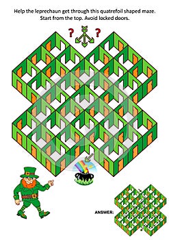 St. Patrick`s Day rooms and doors maze game - leprechaun and pot of gold