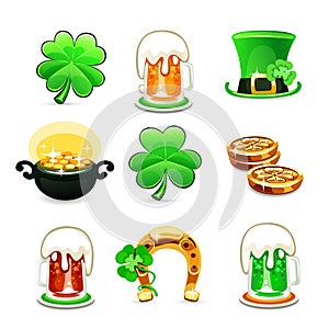 St.Patrick's Day's icons set on white background