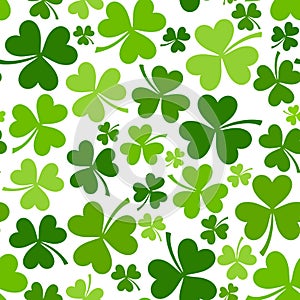 St. Patricks day seamless background with shamrock