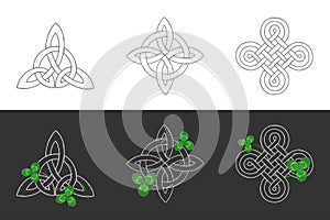 St. Patrick`s Day, a set of Celtic knots with shamrock