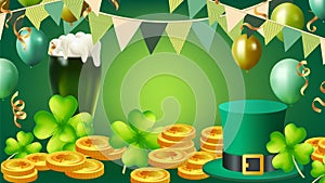 St. Patrick\'s Day set of flyers brochures, invitation to a holiday, Template Design banner vector 3D effect clover