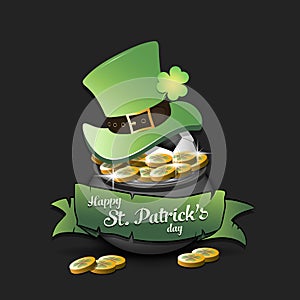 St. Patrick`s day. Soccer ball in pot with gold