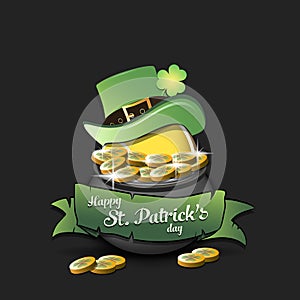 St. Patrick`s day. Tennis ball in pot with gold