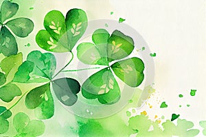 St. patrick's day watercolor clover background. AI generated