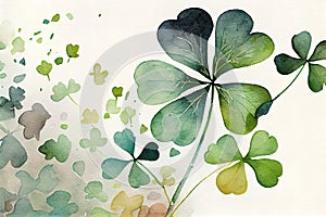 St. patrick's day watercolor clover background. AI generated