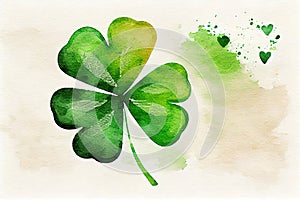 St. patrick's day watercolor clover background. AI generated