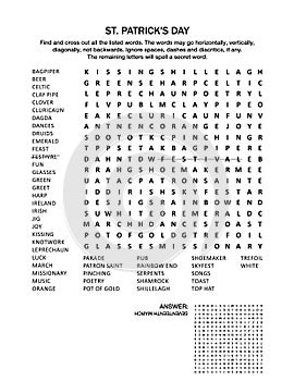 St. Patrick`s Day word search puzzle photo