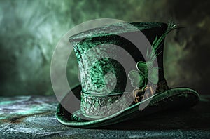 st patrick's daygreen hat with clovers photo