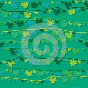 St. Patrick`s leaf hang line seamless pattern