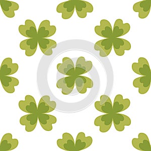 St. patrick's day seamless pattern, clover and gold coins. vector illustration