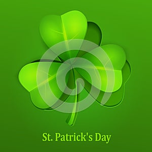 St Patricks clover leaf on green text. Vector illustration.