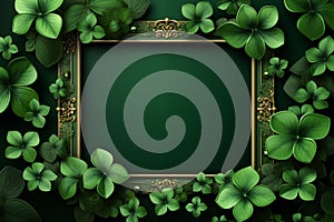 St patricks day background, chalcboard and green heat, clover leafs