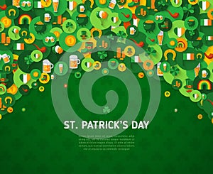 St. Patricks Day Background with Circle Flat Icons