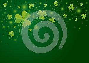 St Patricks day background design of shamrock leaves