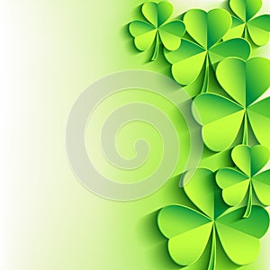 St. Patricks day background with green leaf clover photo