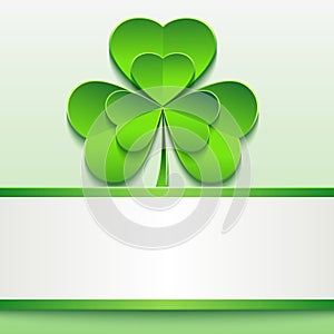 St. Patricks day card with green clover and paper