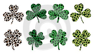 St Patricks Day Clover leopard spots. Shamrock ornament vector illustration