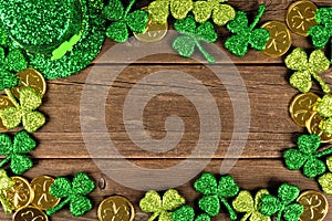 St Patricks Day decor frame over rustic wood