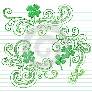 St Patricks Day Four Leaf Clovers Sketchy Doodles