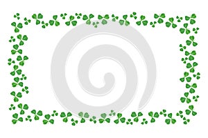 St Patricks Day frame edge of shamrocks over white