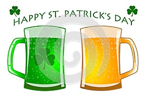 St Patricks Day Glasses of Green and Draft Beer