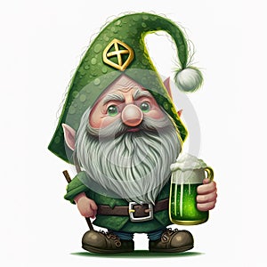 St. Patricks Day Gnome With Beer Mug photo