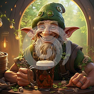 St. Patricks Day Gnome with Green Beer