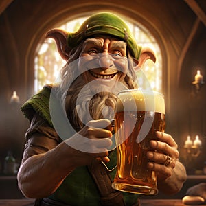 St. Patricks Day Gnome with Green Beer