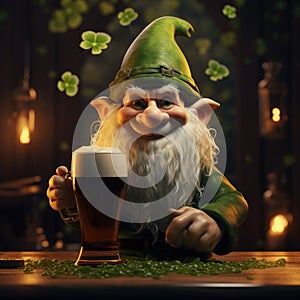 St. Patricks Day Gnome with Green Beer