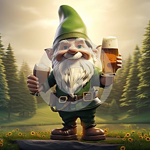 St. Patricks Day Gnome with Green Beer