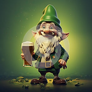 St. Patricks Day Gnome with Green Beer