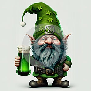 St. Patricks Day Gnome With Green Beer photo