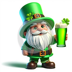 St. Patricks day gnome holding a green beer