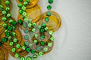 St Patricks Day gold chocolate coin and beads
