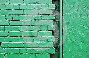St Patricks Day green brick wall background.