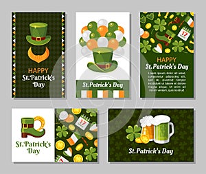 St. Patricks Day greeting card flat vector templates
