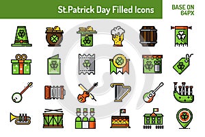 St.Patricks Day icon set. Outline icon base on 64 pixel with pixel perfect design
